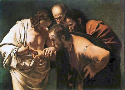 ‘De Ongelovige Thomas’ van Caravaggio. © Wikimedia